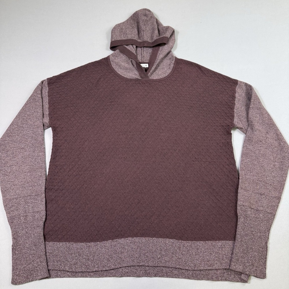 Smartwool Shadow Pine Hoodie Sweater Womens XL Maroon Colorblock Merino Wool